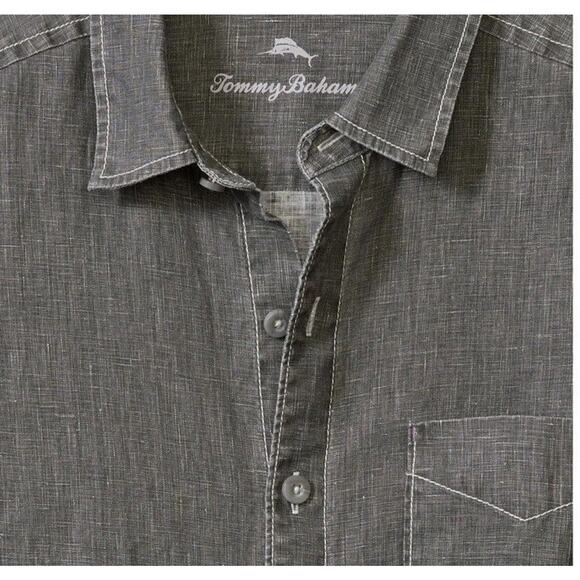 Tommy Bahama 100% Linen Shirt Mens 2XLB Long Sleeve Charcoal Black Breezer $110 - Picture 11 of 12